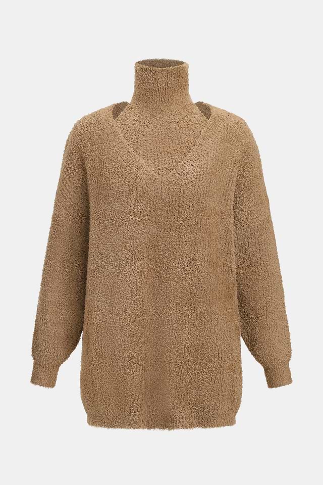 Brown Turtleneck Puff Sleeve Sweater Set | Effortless Chic | Cupshe